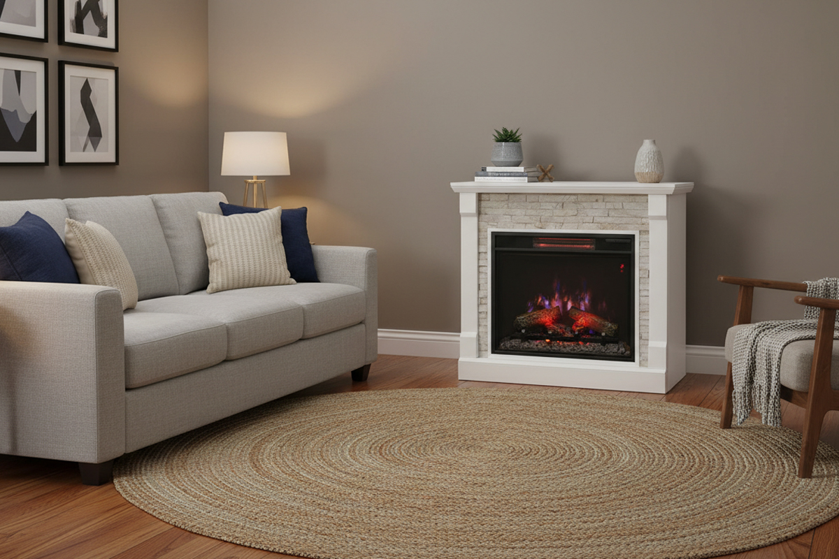 23インチ電気暖炉ギャラティン（ブックケース無し）