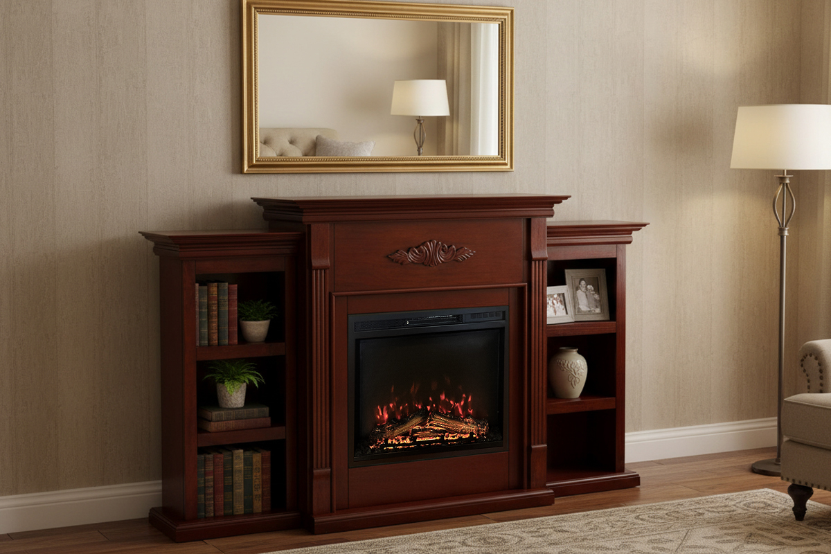 23インチ電気暖炉 テニソン（ブックケース付き）